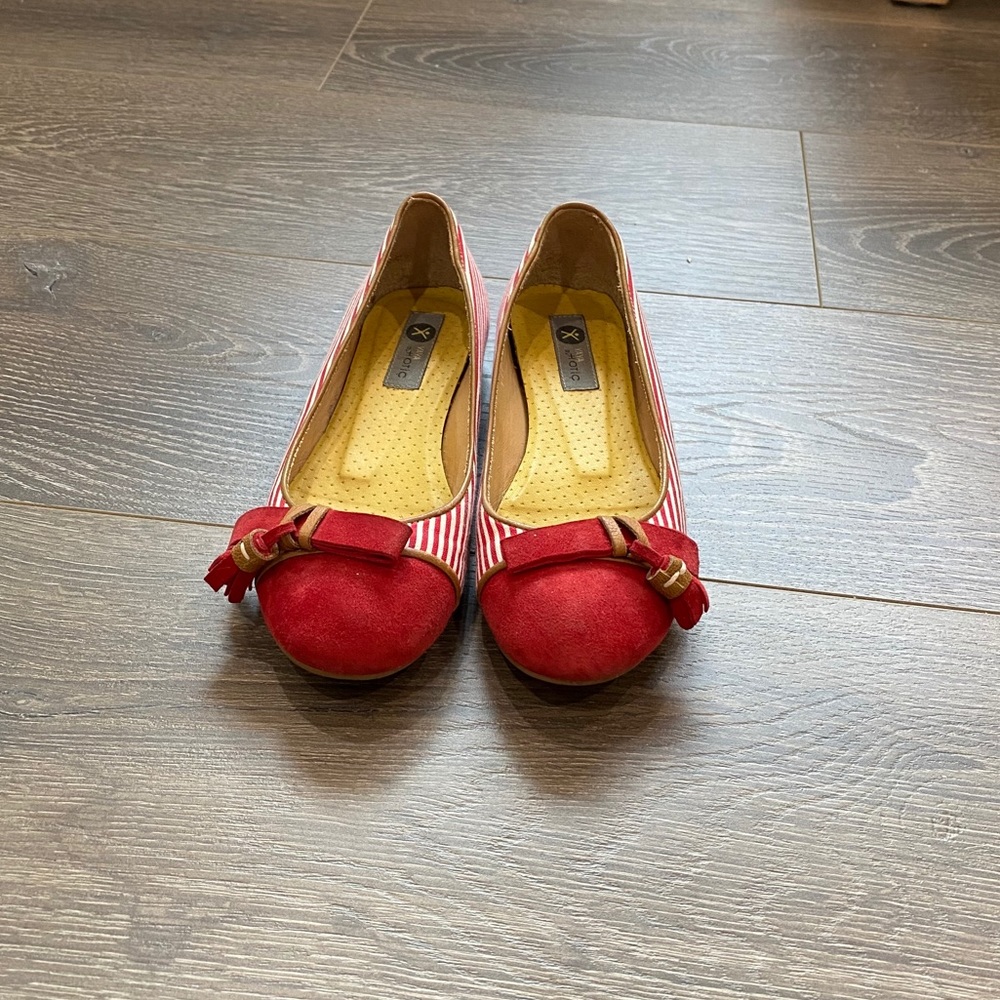 Red White Striped Flats
